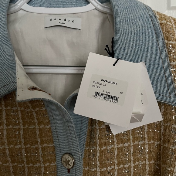 NWT Sandro Denim Tweed Yellow Dress - 38 - Picture 9 of 10